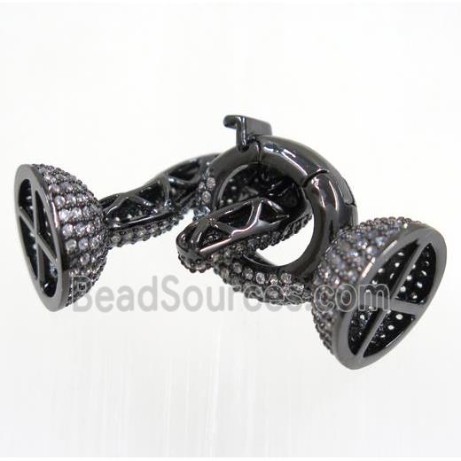 copper clasp paved zircon, black plated