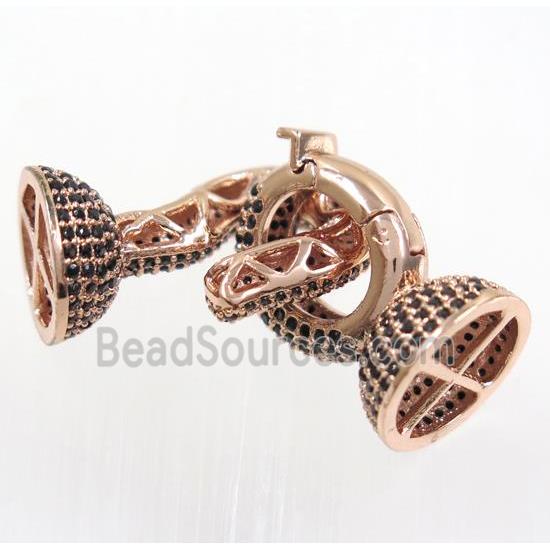 copper clasp paved zircon, rose gold