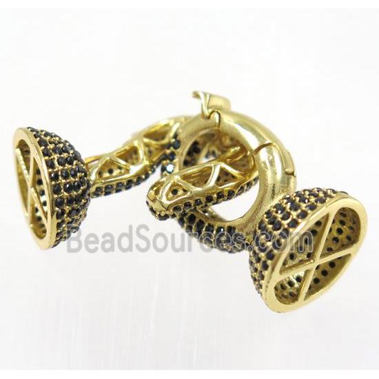 copper clasp paved zircon, gold plated