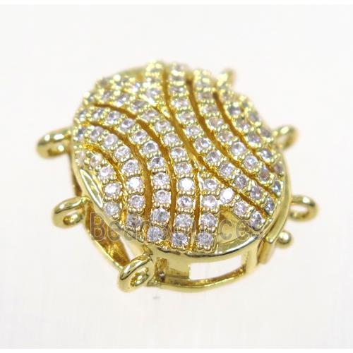 copper slide clasp paved zircon, gold plated