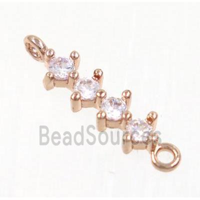 copper stick connector paved zircon, rose gold