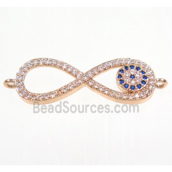 copper infinity connector paved zircon, rose gold