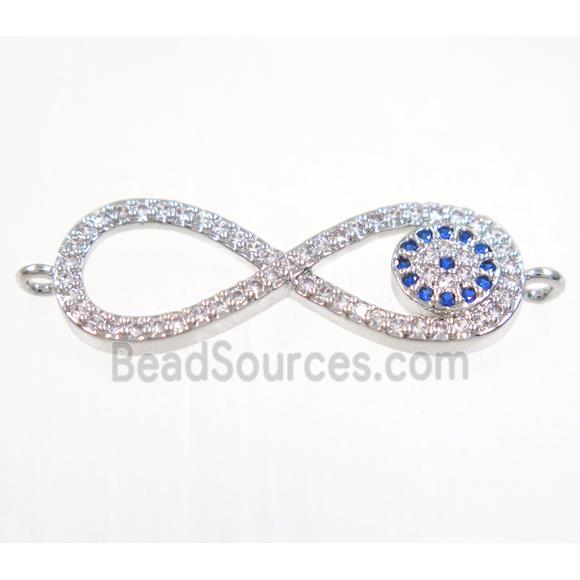 copper infinity connector paved zircon, platinum plated