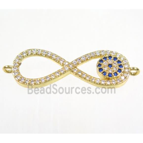 copper infinity connector paved zircon, gold plated