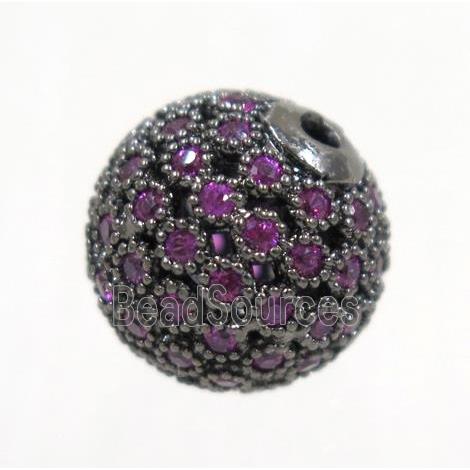 copper bead paved zircon, round, black