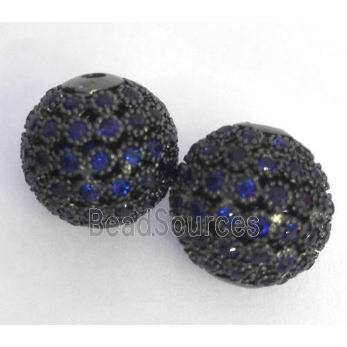 copper bead paved zircon, round, black