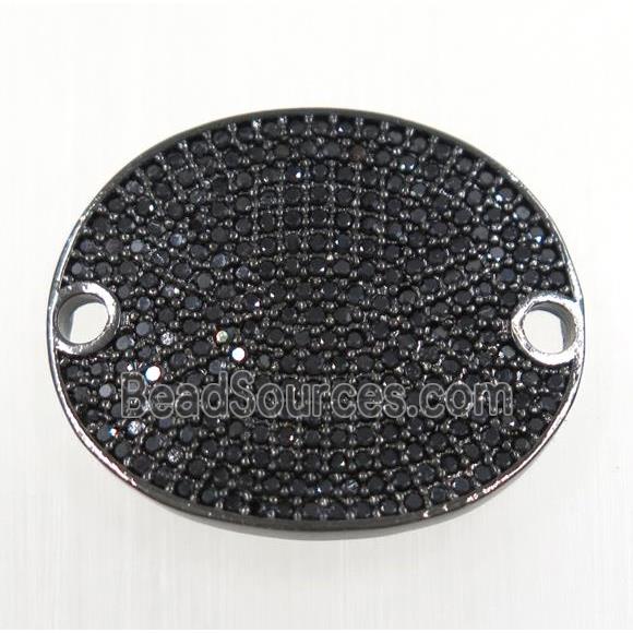 copper oval connector paved zircon, black plated