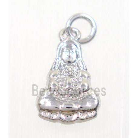 copper Buddha pendant, platinum plated