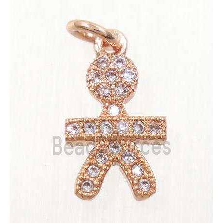 copper Kid pendant paved zircon, cartoon, rose gold