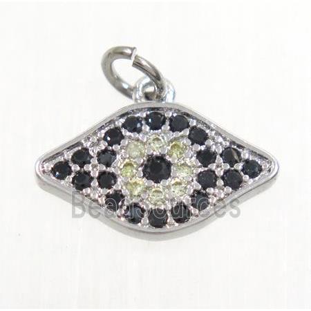 copper eye pendant paved zircon, platinum plated