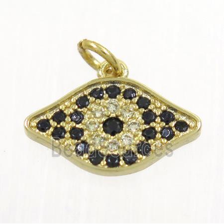 copper eye pendant paved zircon, gold plated