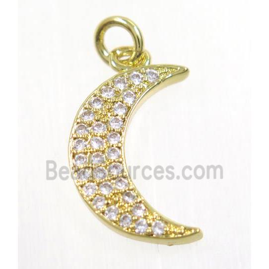 copper Moon pendant paved zircon, gold plated