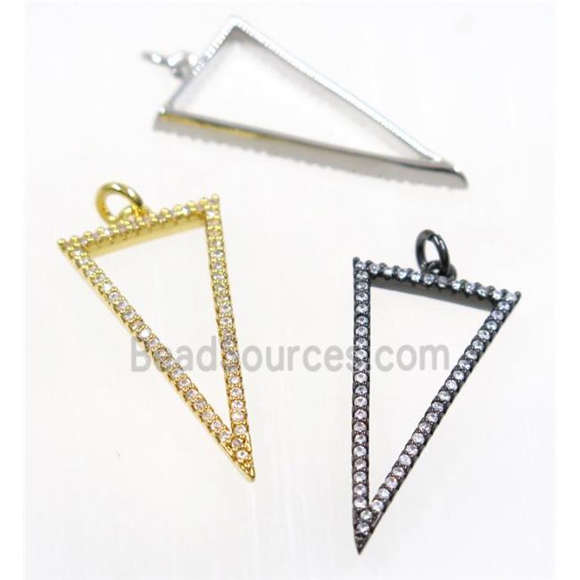 copper Triangle pendant paved zircon, mix color