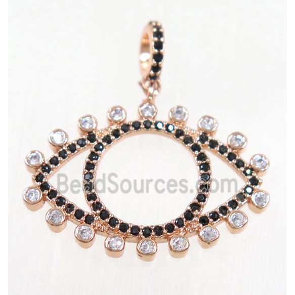 copper Eye charm pendant paved zircon, rose gold