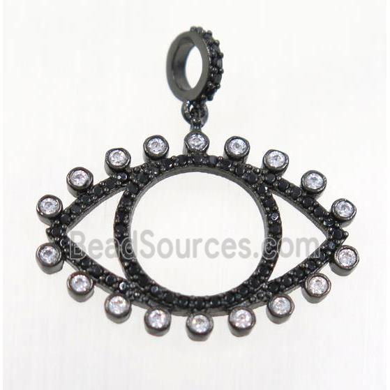 copper Eye charm pendant paved zircon, black plated