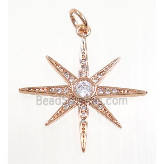 copper NorthStar pendant paved zircon, rose gold