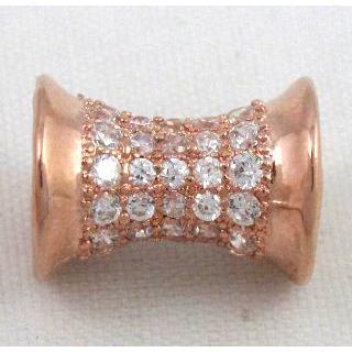 Zircon, bracelet spacer, copper tube bead, red copper