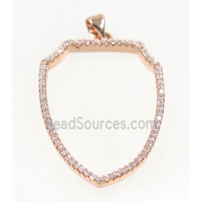 copper Scutum pendant paved zircon, rose gold