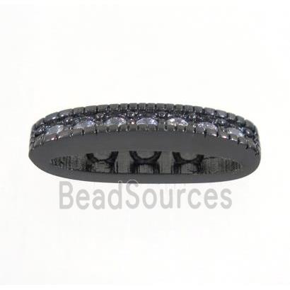 copper oval bead paved zircon with 3holes, black plated