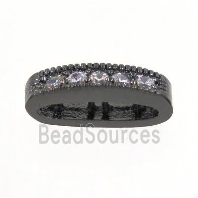 copper oval bead paved zircon with 2holes, black plated