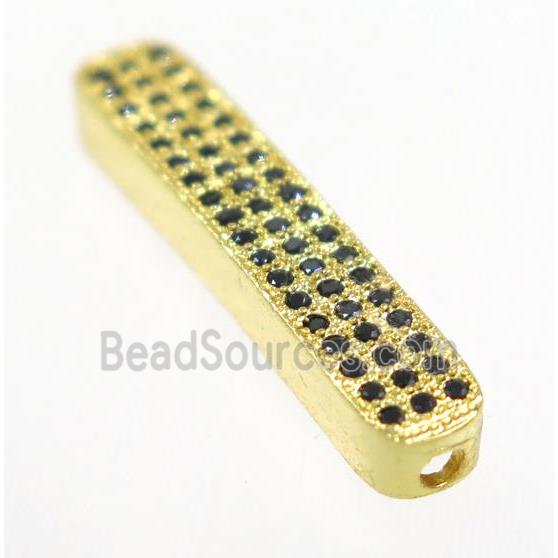 curving copper tube beads paved zircon, gold plated