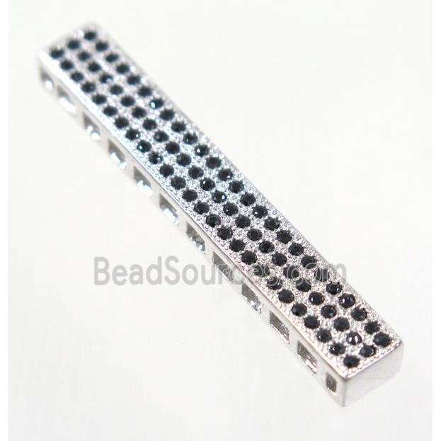 copper tube beads paved zircon, platinum plated