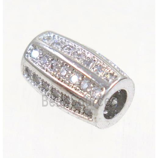 copper tube bead paved zircon, platinum plated