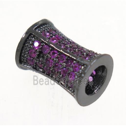 copper bamboo beads paved hotpink zircon, black plated