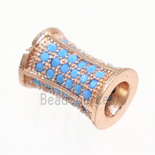 copper bamboo bead paved zircon, rose gold, turq