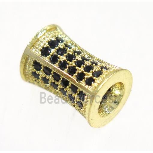 copper bamboo beads paved zircon, gold plated