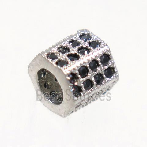 copper tube bead paved zircon, platinum plated