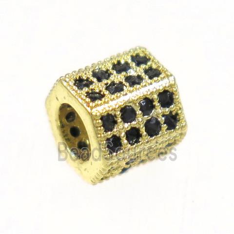 copper tube bead paved zircon, gold plated