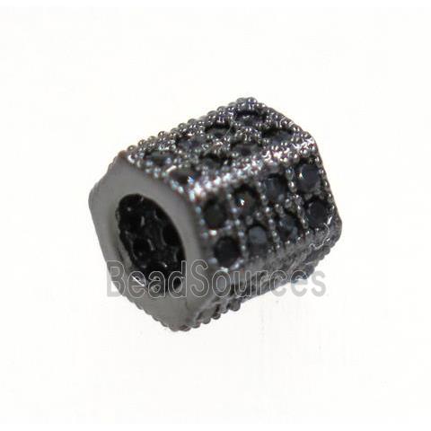 copper tube bead paved zircon, black plated