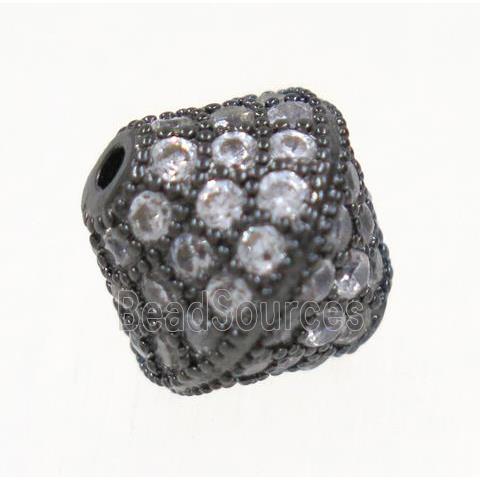 copper bicone beads paved zircon, black plated