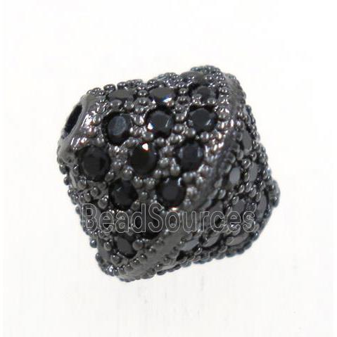 copper bicone beads paved zircon, black plated