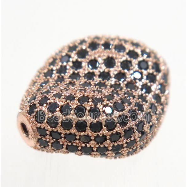 copper twist bead paved zircon, rose gold