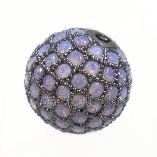 round copper beads paved zircon, black plated