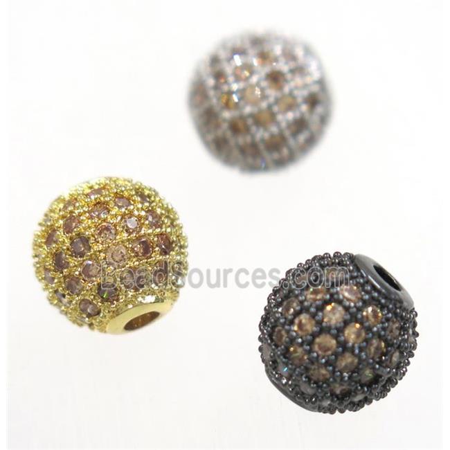 round copper beads paved zircon, mix color