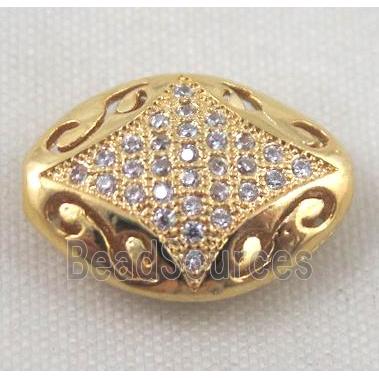 Zircon copper spacer bead, gold plated