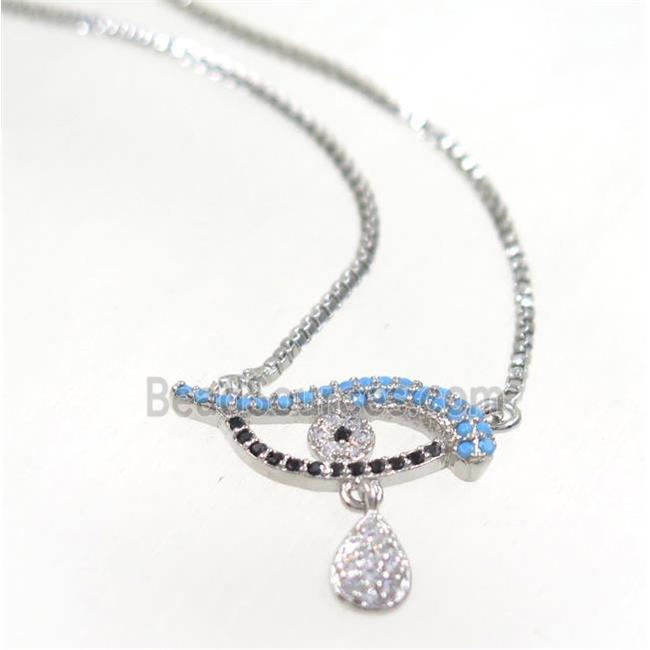 copper dolphin necklace pave zircon, platinum plated