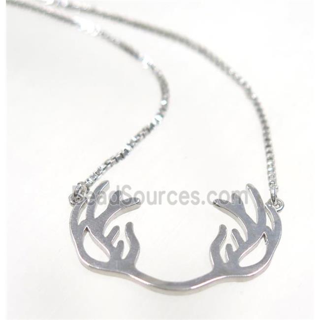 copper antler necklace, platinum plated