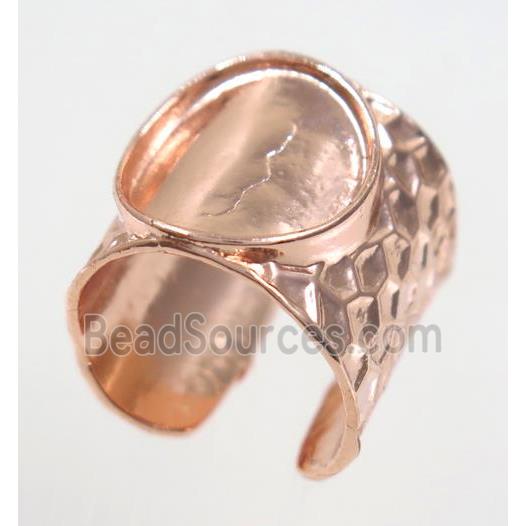 copper ring with cabochon pad, rose gold