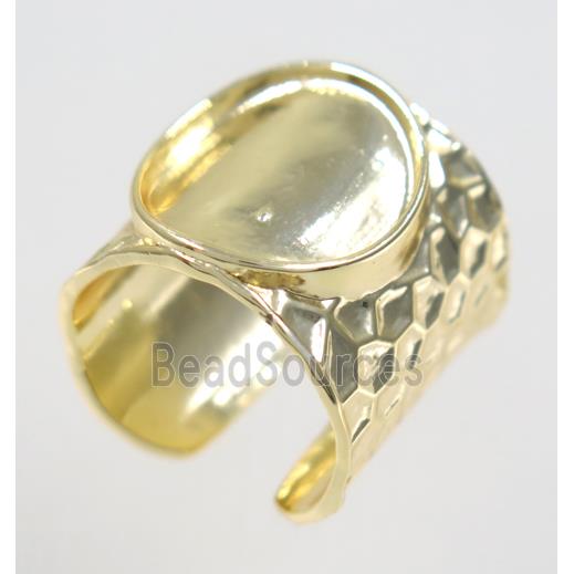 copper ring with cabochon pad, gold plated