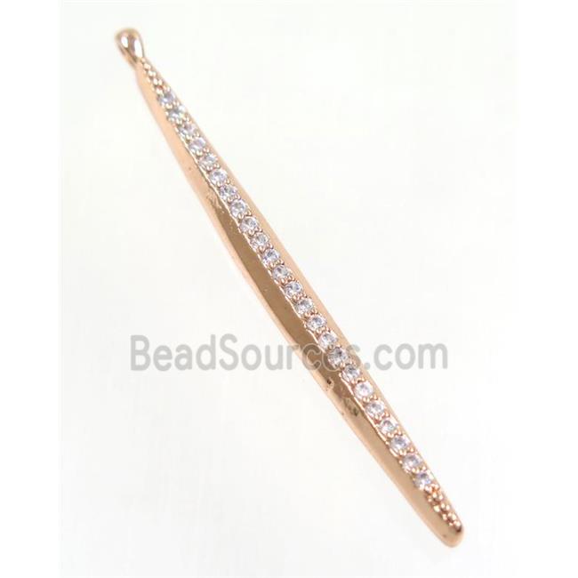 copper stick pendant paved zircon, rose gold