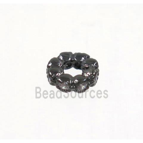 copper rondelle beads paved zircon, black plated