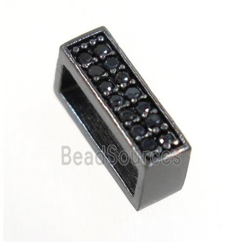 copper rectangle beads paved zircon, black plated