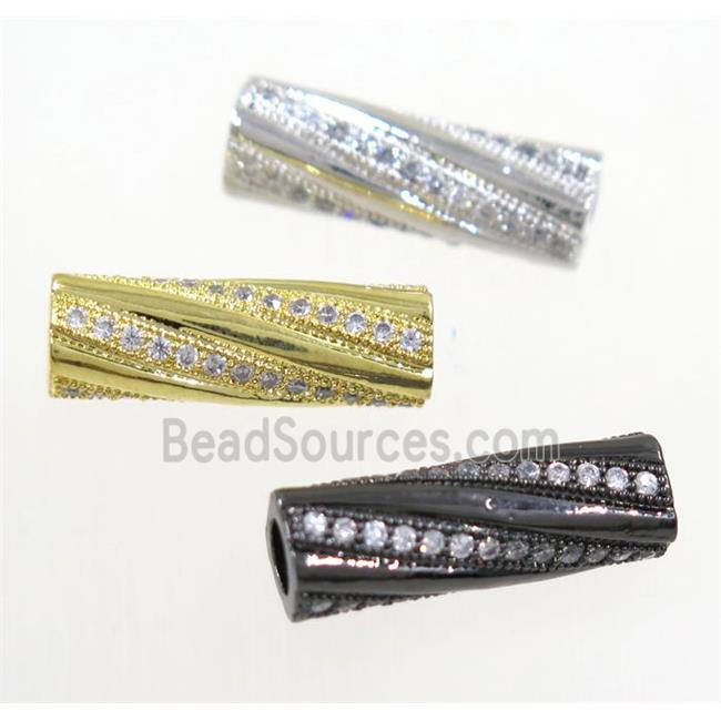 copper tube beads paved zircon, mix color