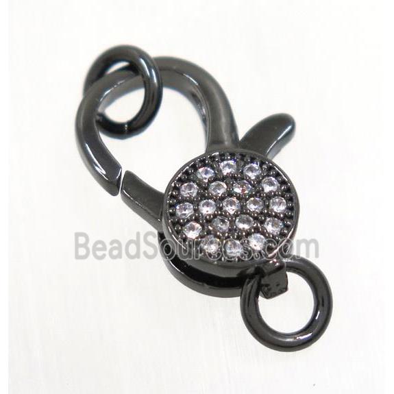 copper Lobster Clasp pave zircon, black plated