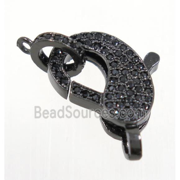 copper Lobster Clasp pave zircon, black plated