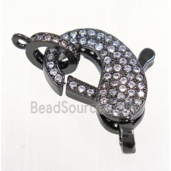 copper Lobster Clasp pave zircon, black plated